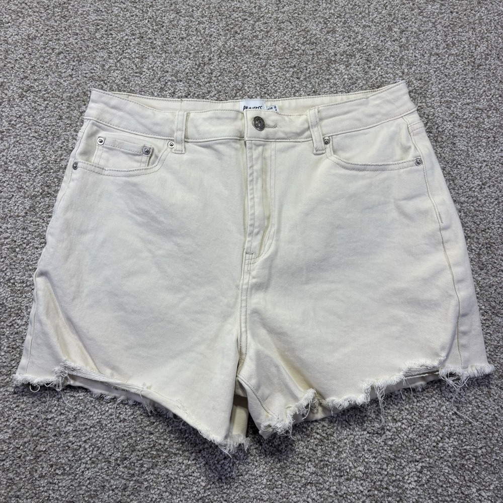 Princess Polly Shorts Womens 6 White Denim Cutoff Raw Hem Relaxed 3 Inseam